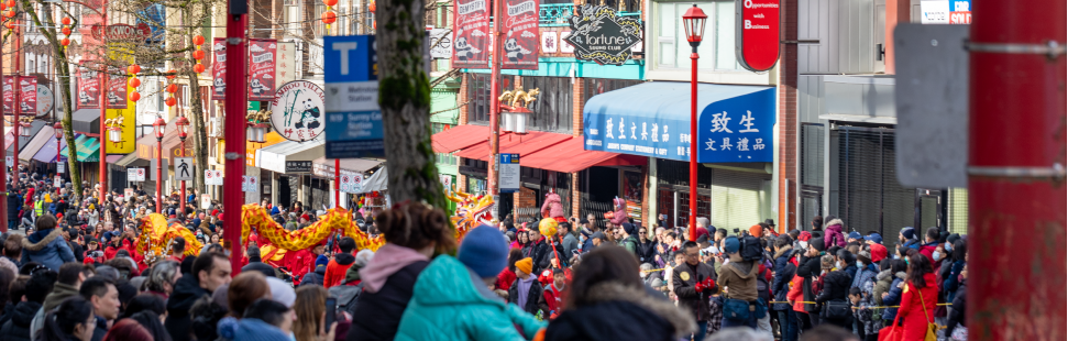 Lunar ney year celebrations in Vancouver's historic chinatown bring huge crowds. Photo: Ingrid Valou