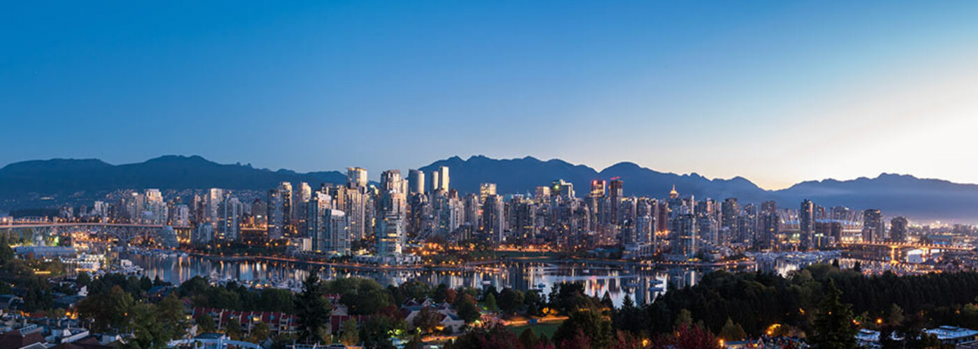 Vancouver's skyline at twilight